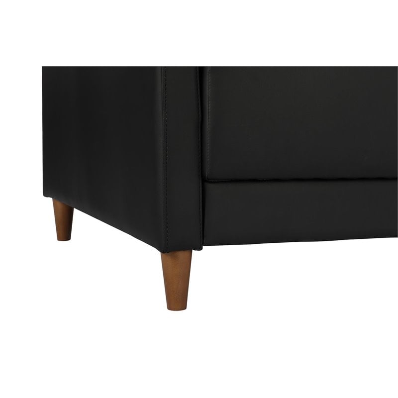 Pemberly Row Coil Faux Leather Convertible Sofa in Black Finish