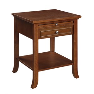 Pemberly Row Contemporary Wood End Table in Espresso with Bottom Shelf
