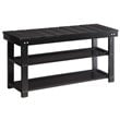Pemberly Row Utility Mudroom Entryway Bench in Black Wood Finish