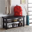 Pemberly Row Utility Mudroom Entryway Bench in Black Wood Finish