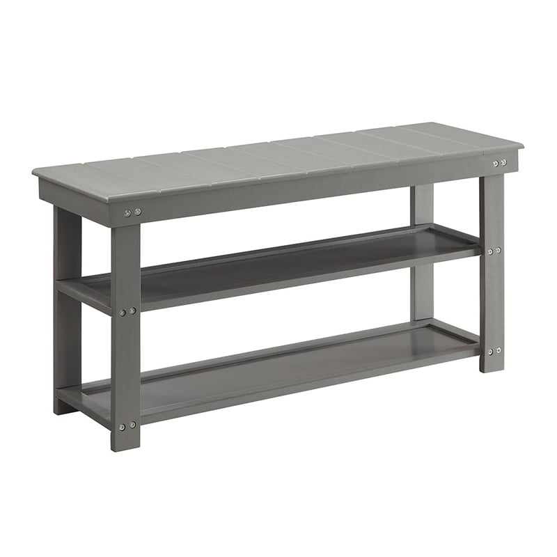 Pemberly Row Utility Mudroom Entryway Bench in Gray Wood Finish