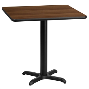 Pemberly Row 24&quot Square Restaurant Dining Table in Black and Walnut