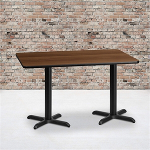 Pemberly Row 30&quot x 60&quot Restaurant Dining Table in Black and Walnut