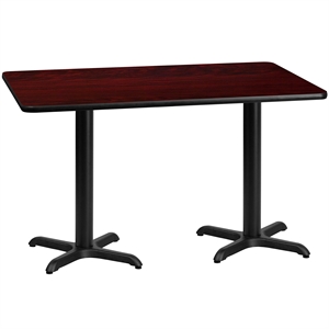 Pemberly Row 30&quot x 60&quot Restarant Dining Table in Black and Mahogany