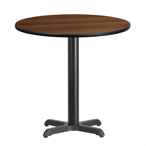 Pemberly Row 30&quot Round Restaurant Dining Table in Black and Walnut