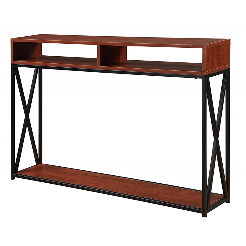 Pemberly Row Deluxe Two-Tier Console Table in Cherry Wood Finish