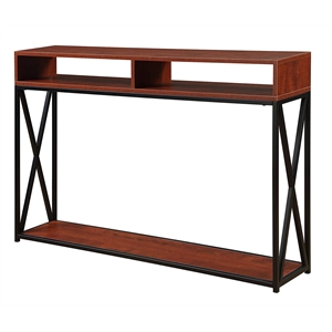 Pemberly Row Deluxe Two-Tier Console Table in Cherry Wood Finish