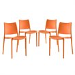 Pemberly Row Polypropylene Plastic Dining Side Chair in Orange (Set of 4)