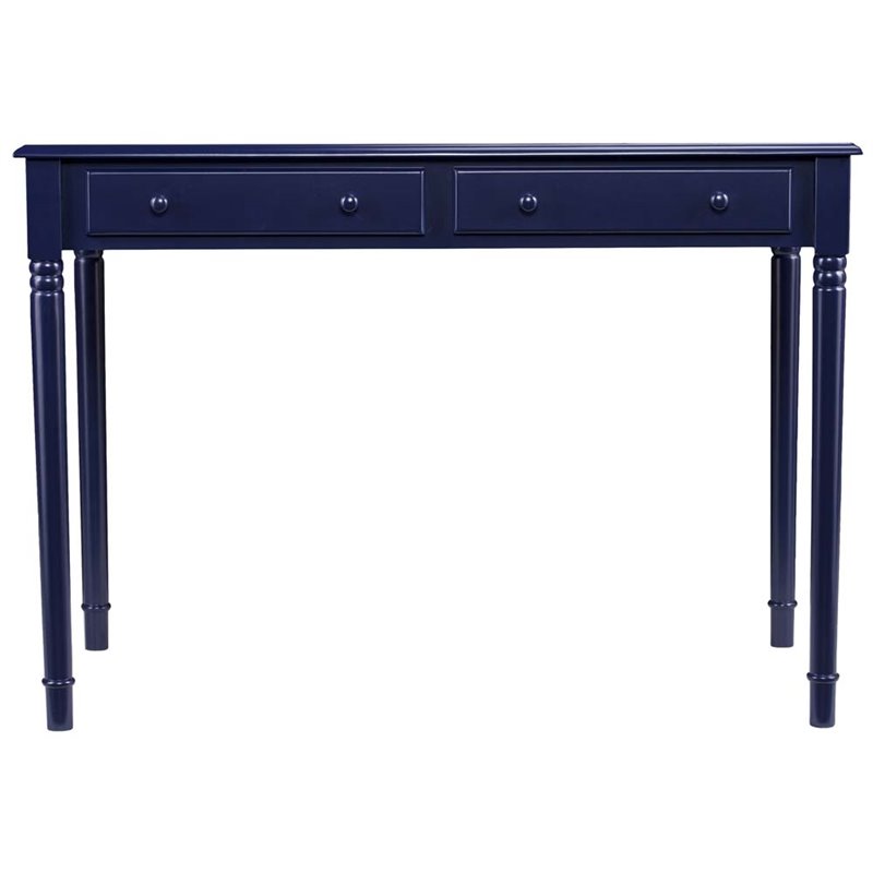 Pemberly Row Contemporary Farmhouse 2 Drawer Writing Desk in Navy