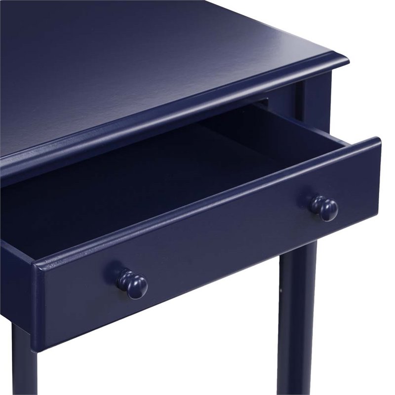 Pemberly Row Contemporary Farmhouse 2 Drawer Writing Desk in Navy