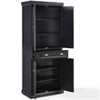 Pemberly Row Modern 4 Door Wood Coastal Pantry in Distressed Black