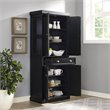 Pemberly Row Modern 4 Door Wood Coastal Pantry in Distressed Black