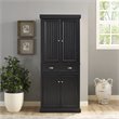 Pemberly Row Modern 4 Door Wood Coastal Pantry in Distressed Black