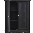 Pemberly Row Modern 4 Door Wood Coastal Pantry in Distressed Black