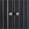 Pemberly Row Modern 4 Door Wood Coastal Pantry in Distressed Black