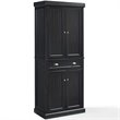 Pemberly Row Modern 4 Door Wood Coastal Pantry in Distressed Black