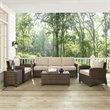 Pemberly Row 5 Piece Metal Patio Sofa Set in Weathered Brown / Sand