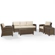 Pemberly Row 5 Piece Metal Patio Sofa Set in Weathered Brown / Sand