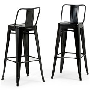 Pemberly Row Contemporary 30&quot Metal Bar Stool in Black (Set of 2)
