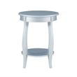 Pemberly Row Modern Round Wood End Table with Shelf in Silver