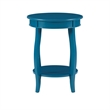 Pemberly Row Modern Round Wood End Table with Shelf in Teal Blue