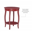 Pemberly Row Contemporary Round Wood End Table with Shelf in Red