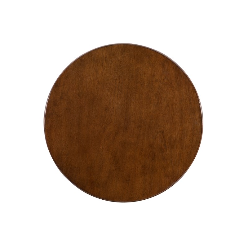Pemberly Row Round Wood End Table with Shelf in Hazelnut Brown