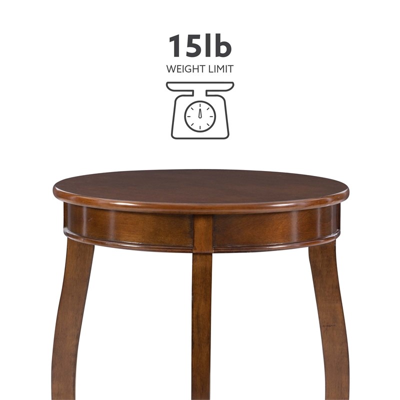 Pemberly Row Round Wood End Table with Shelf in Hazelnut Brown