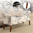 Pemberly Row Contemporary Storage Bench- Beige Botanical Fabric