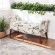 Pemberly Row Contemporary Storage Bench- Beige Botanical Fabric