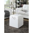 Pemberly Row Single Ottoman with Stool in White Faux Leather