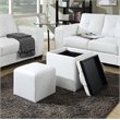 Pemberly Row Single Ottoman with Stool in White Faux Leather