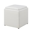 Pemberly Row Single Ottoman with Stool in White Faux Leather