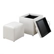 Pemberly Row Single Ottoman with Stool in White Faux Leather
