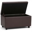 Pemberly Row 34 in. W Rectangle Storage Ottoman in Chocolate Brown Faux Leather