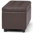 Pemberly Row 34 in. W Rectangle Storage Ottoman in Chocolate Brown Faux Leather