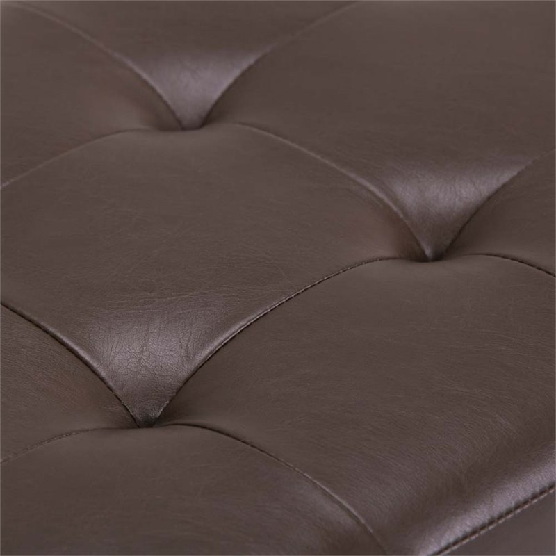 Pemberly Row 34 in. W Rectangle Storage Ottoman in Chocolate Brown Faux Leather