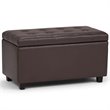 Pemberly Row 34 in. W Rectangle Storage Ottoman in Chocolate Brown Faux Leather