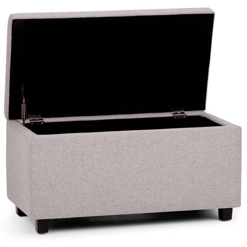 Pemberly Row 34 in. W Rectangle Storage Ottoman in Cloud Gray Linen Look Fabric