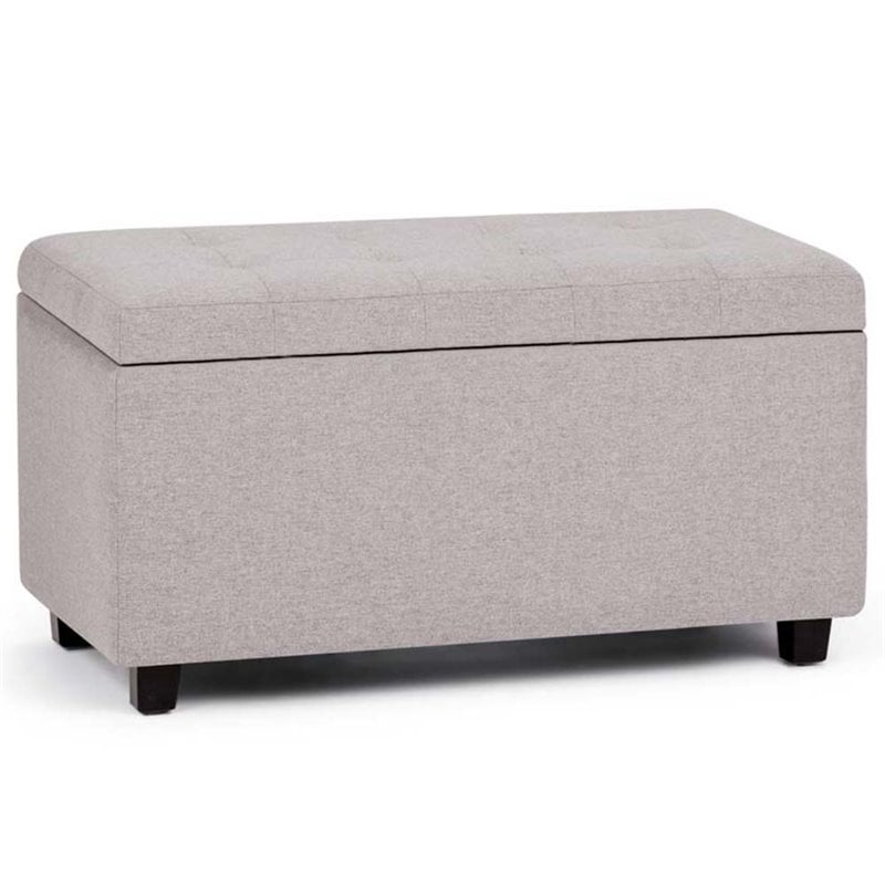 Pemberly Row 34 in. W Rectangle Storage Ottoman in Cloud Gray Linen Look Fabric