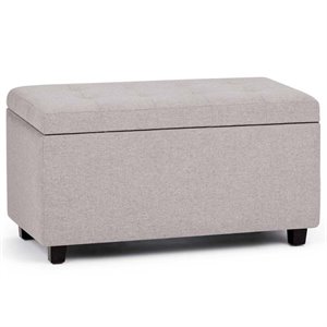 Pemberly Row 34 in. W Rectangle Storage Ottoman in Cloud Gray Linen Look Fabric