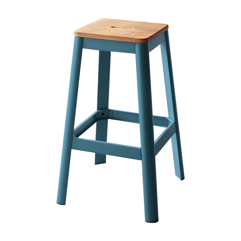 Pemberly Row Contemporary Bar Stool in Natural and Teal Finish