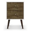Pemberly Row 2-Drawer Solid Wood End Table in White / Rustic Brown
