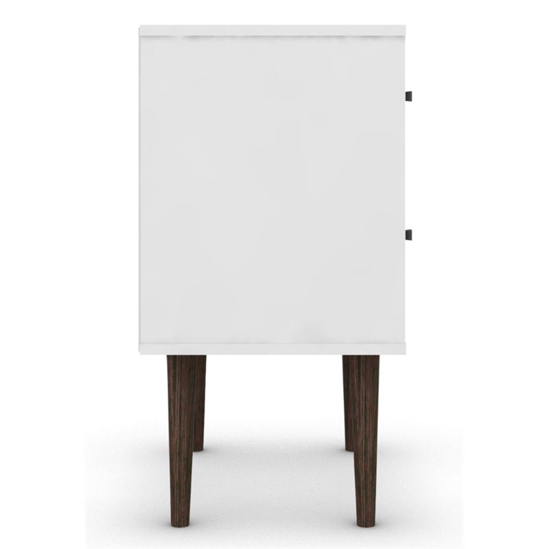 Pemberly Row 2-Drawer Solid Wood End Table in White / Rustic Brown