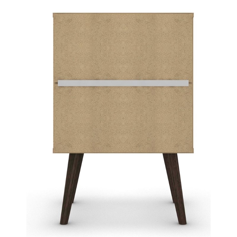 Pemberly Row 2-Drawer Solid Wood End Table in White / Rustic Brown