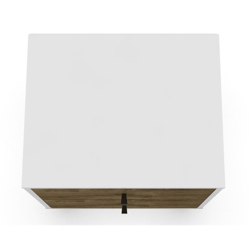 Pemberly Row 2-Drawer Solid Wood End Table in White / Rustic Brown