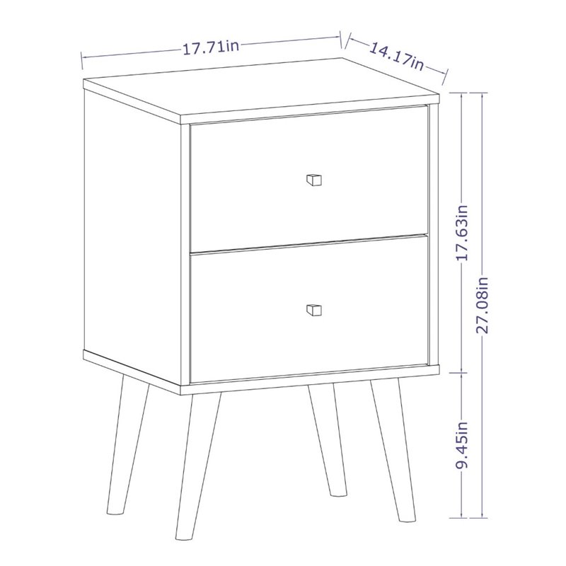 Pemberly Row 2-Drawer Solid Wood End Table in White / Rustic Brown