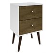 Pemberly Row 2-Drawer Solid Wood End Table in White / Rustic Brown