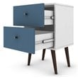 Pemberly Row 2-Drawer Solid Wood End Table in White / Aqua Blue