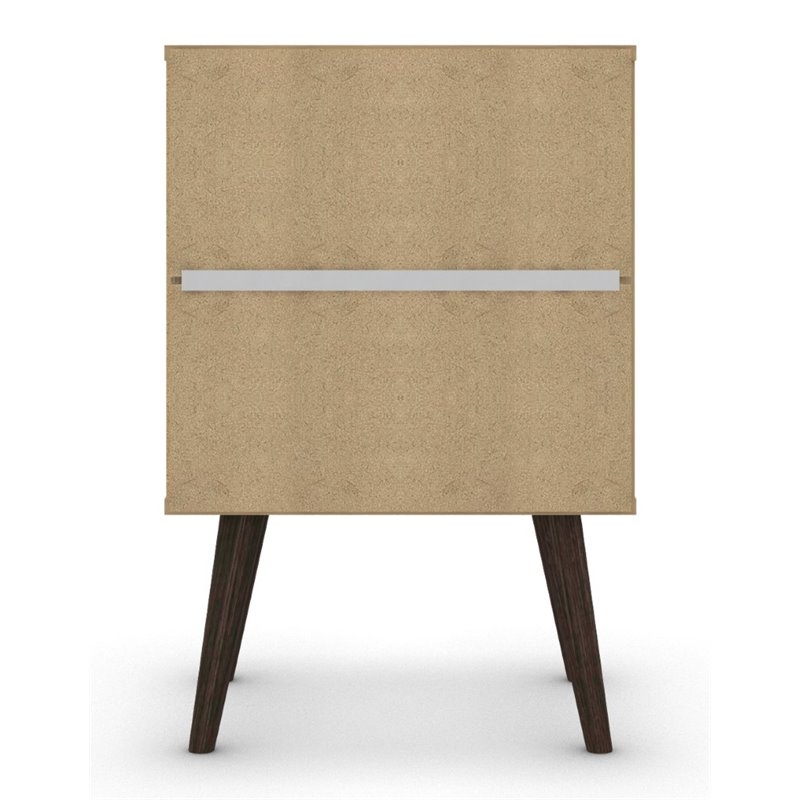 Pemberly Row 2-Drawer Solid Wood End Table in White / Aqua Blue